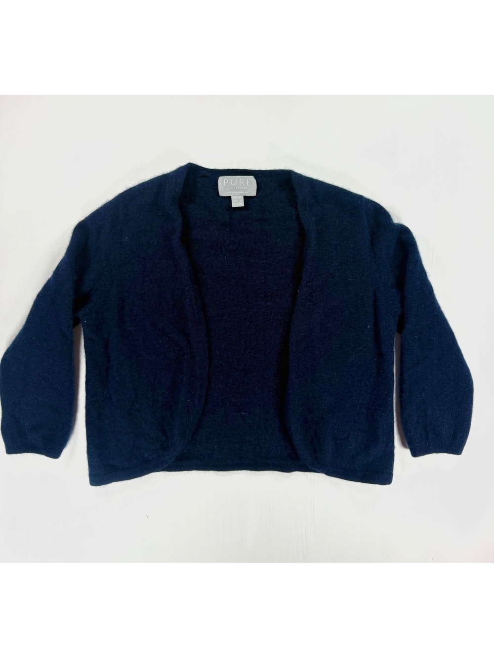 Pure Collection Blue Cropped Cashmere Shrug Cardigan